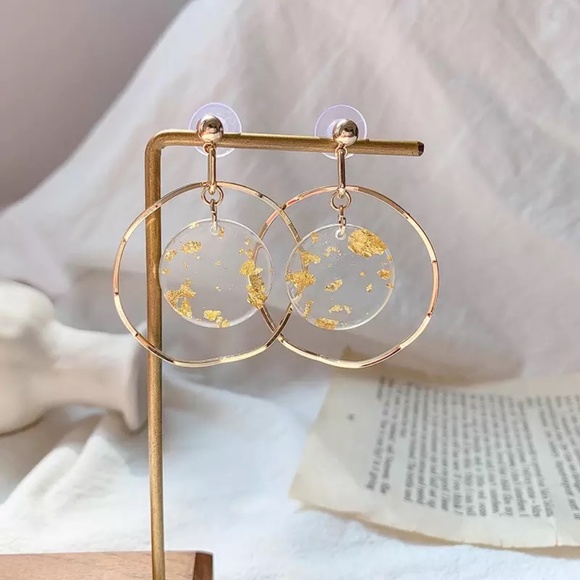 'Earth Love' Gold Flecked Circle and Hoop Earrings - Picture 1 of 5